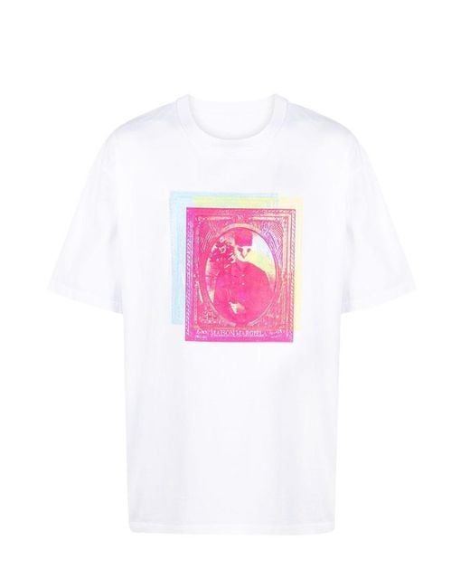 Maison Margiela Pink Graphic-Print Short-Sleeve T-Shirt for men