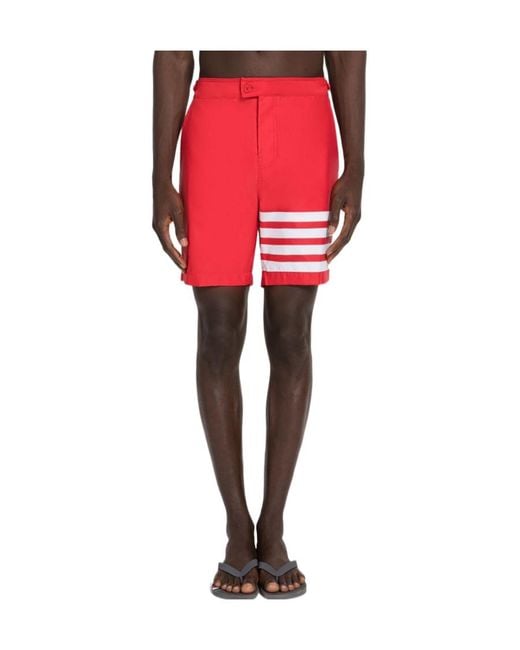 Thom Browne Red Button Front Board Short W/ Adjustable Elastic Back 4Bar for men