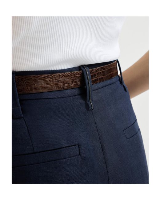 Brunello Cucinelli Blue Fluid Twill Cigarette Trousers