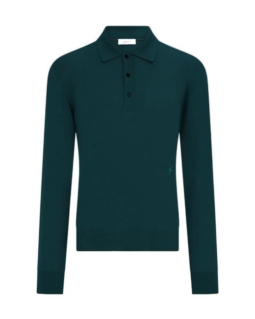 Ferragamo Green Ferragamo Long-Sleeved Polo Shirt for men