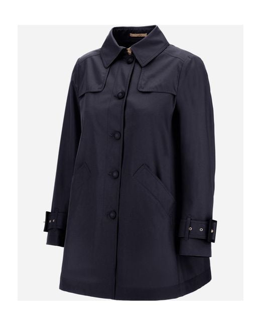 Herno Blue Long Sleeved Buttoned Trench Coat