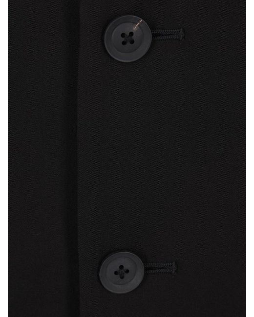 Yohji Yamamoto Black Button-Up Long Coat for men