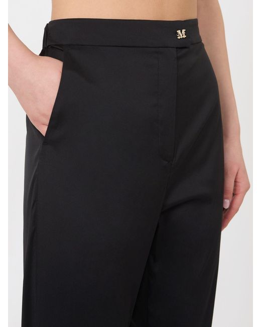 Max Mara Black Logo Plaque Cropped Pants