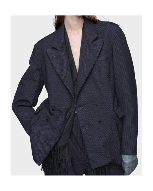 Maison Margiela Blue Wool Pinstripe Jacket