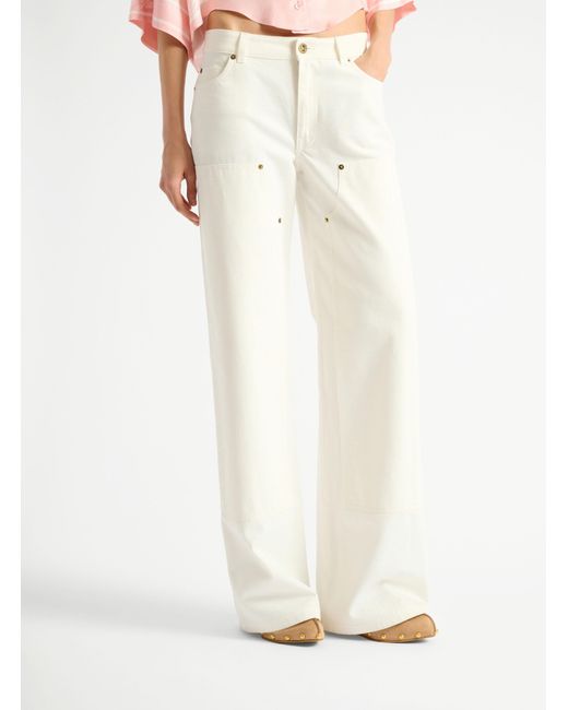 Balmain White High-Rise Straight-Leg Jeans
