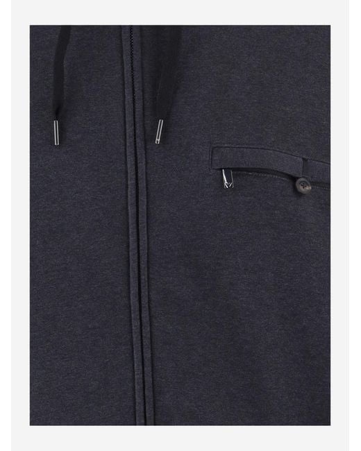 Emporio Armani Blue Logo-Embroidered Zip-Up Hoodie for men