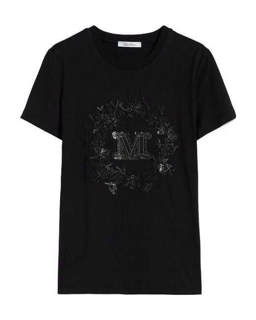 Max Mara Black Logo Embellished Crewneck T-Shirt