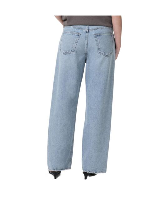 Agolde Blue Low-Waisted Straight-Leg Jeans