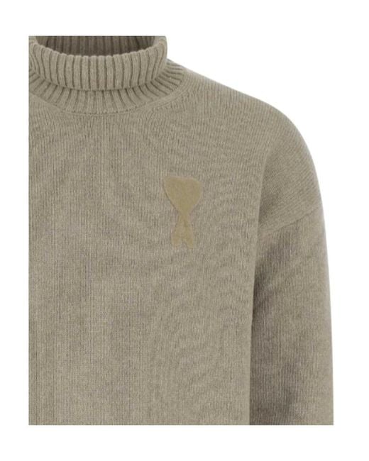 AMI Gray High-Neck Ami De Coeur Jumper for men