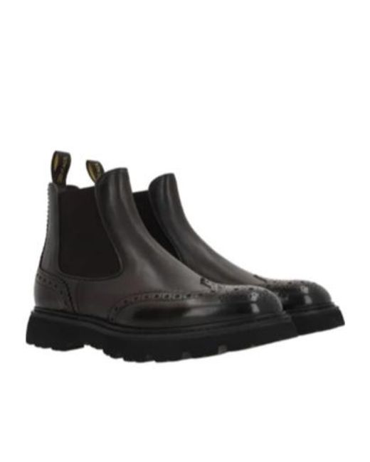 Doucal's Black Round Toe Chelsea Boots for men