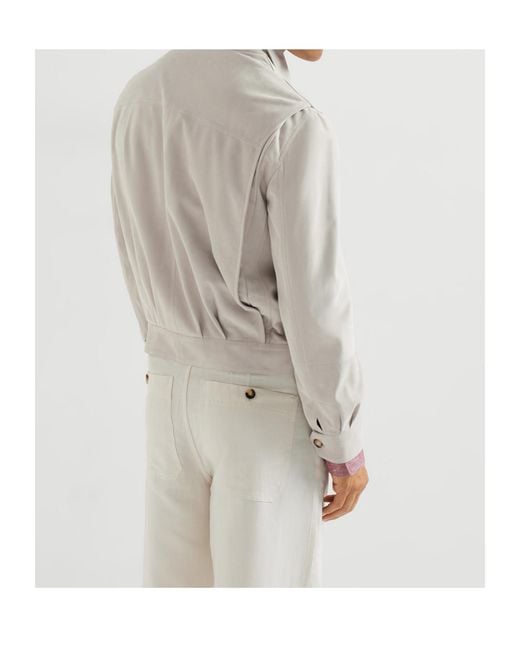 Brunello Cucinelli Gray Butto Suede Jacket for men
