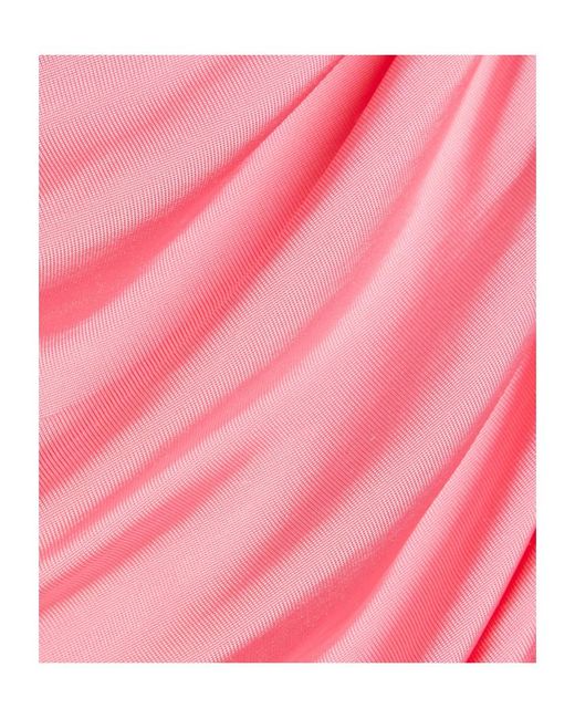 Self-Portrait Pink Gathered Stretch-Jersey Top