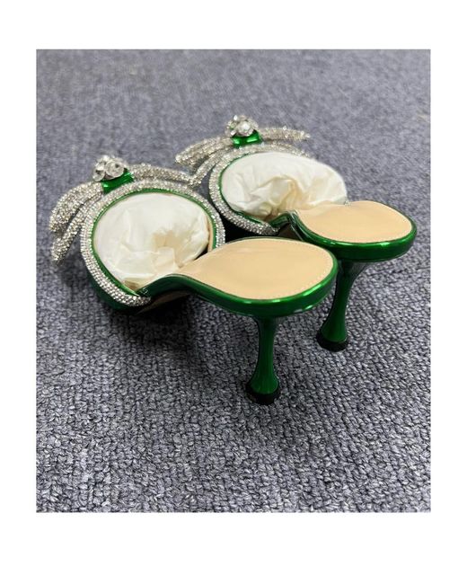 Mach & Mach Green Double Bow Muller Heels