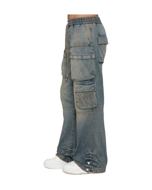 Amiri Gray Logo Cargo Jeans for men