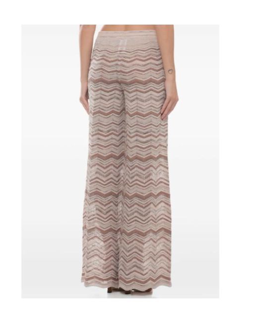 D.exterior Natural Chevron Zigzag Knit Trousers