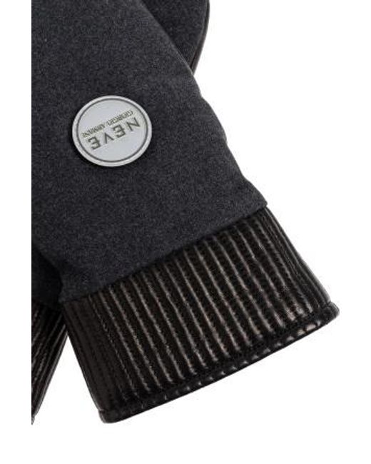 Giorgio Armani Blue Logo-Patch Gloves for men