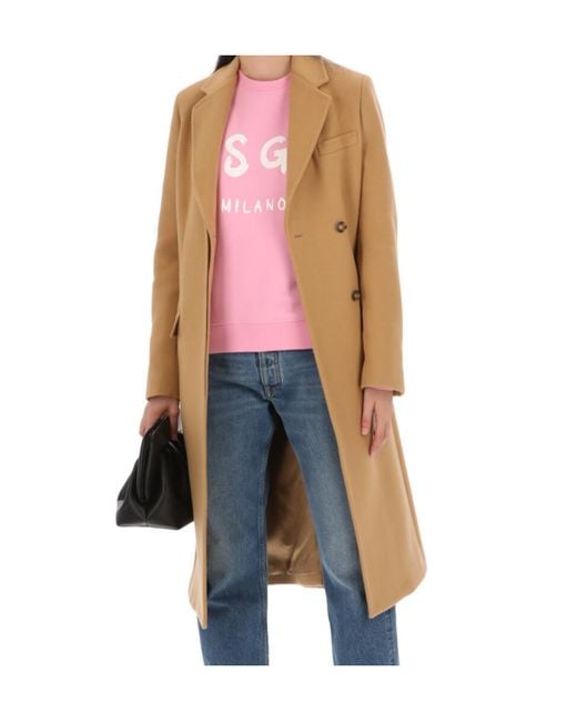 MSGM Pink Logo Printed Crewneck Sweatshirt