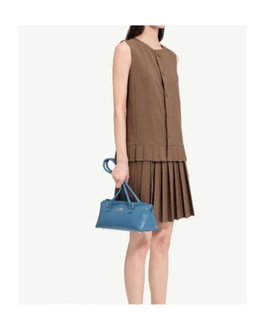 MM6 by Maison Margiela Brown Pleated Wool Blend Sleeveless Top