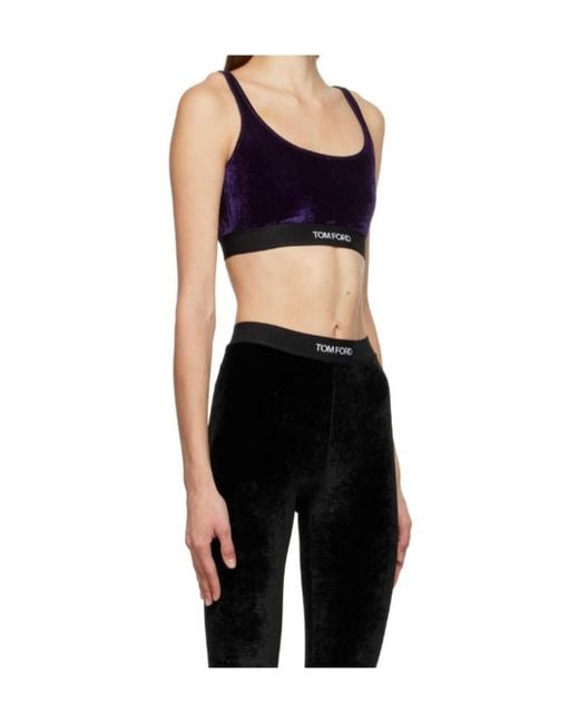 Tom Ford Black Logo Low Round Neck Bra