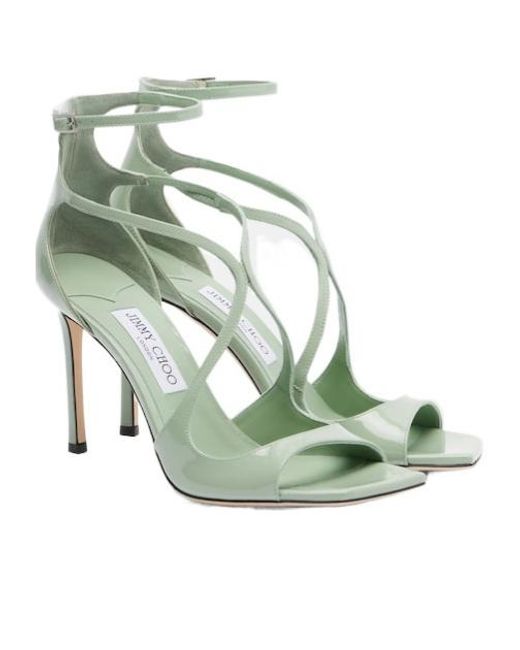 Jimmy Choo Green Azia Patent Leather Sandals