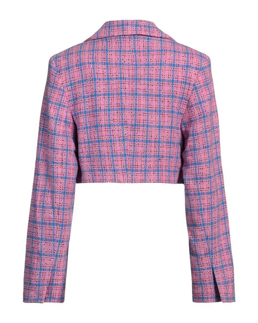 Ganni Purple Plaid Single-Breasted Blazer