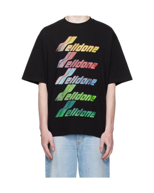 we11done Black Logo Crewneck T-Shirt for men
