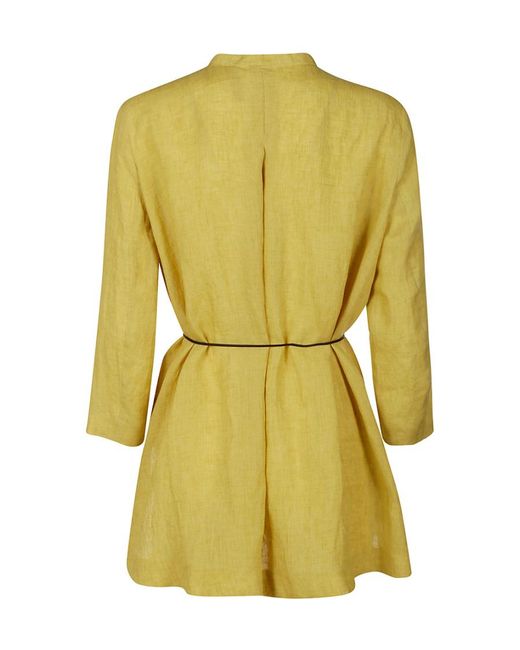 Fabiana Filippi Yellow Embellished Tied Waist Shirt