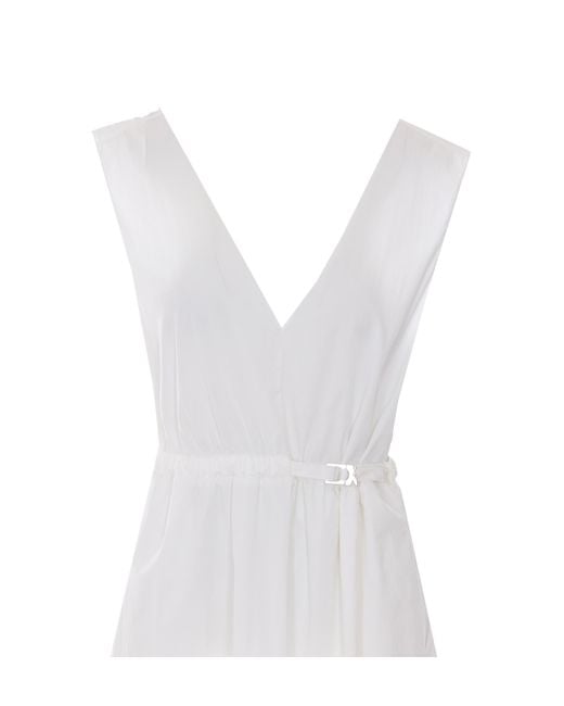 Patrizia Pepe White Belted V-Neck Maxi Dress