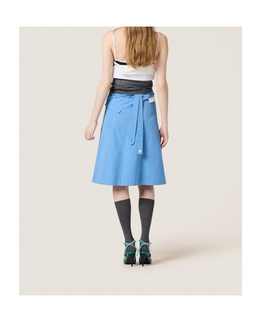 Miu Miu Blue Sleeveless Poplin Dress