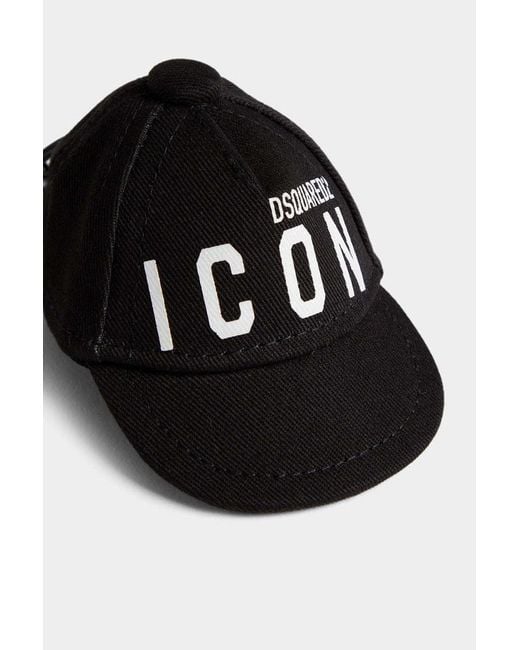 DSquared² Black Icon Logo-Printed Baseball Cap Charm Keychain for men