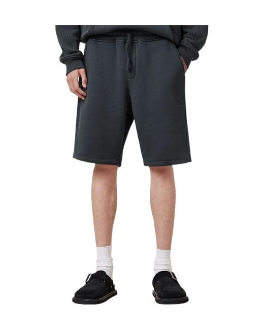 AllSaints Gray Logo-Embroidered Drawstring Track Shorts for men