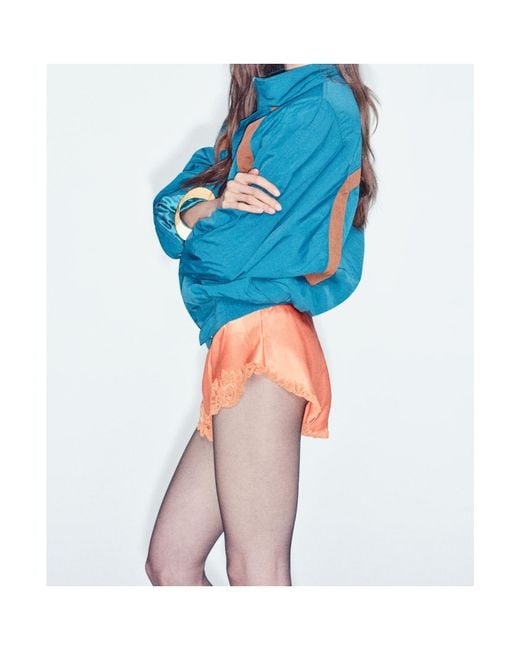 Saint Laurent Orange Lace-Trim Satin Shorts