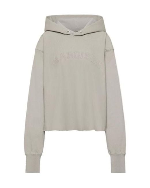 MM6 by Maison Margiela Gray Maison Margiela Long Sleeve Logo Appliqué Hoodie