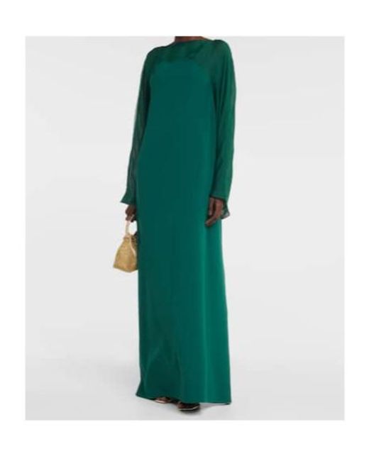 Safiyaa Green Silk-Trimmed Kaftan