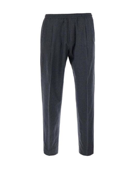 Low Brand Blue Elastic-Waist Casual Trousers for men
