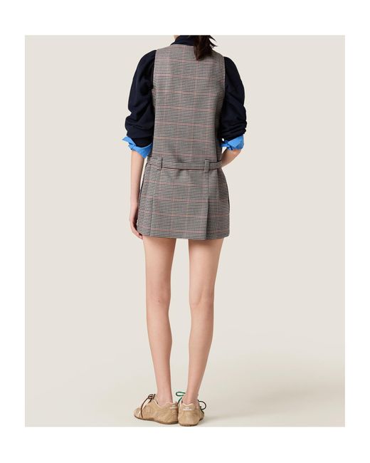 Miu Miu Gray Checked Dress