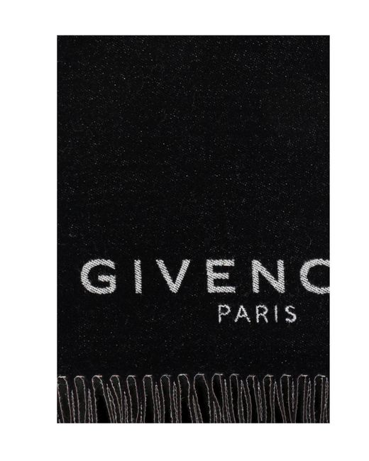 Givenchy Black Logo Intarsia Knit Scarf for men
