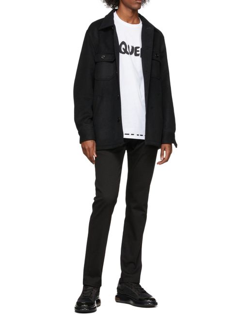 McQueen White Graffiti Logo Crewneck T-Shirt for men