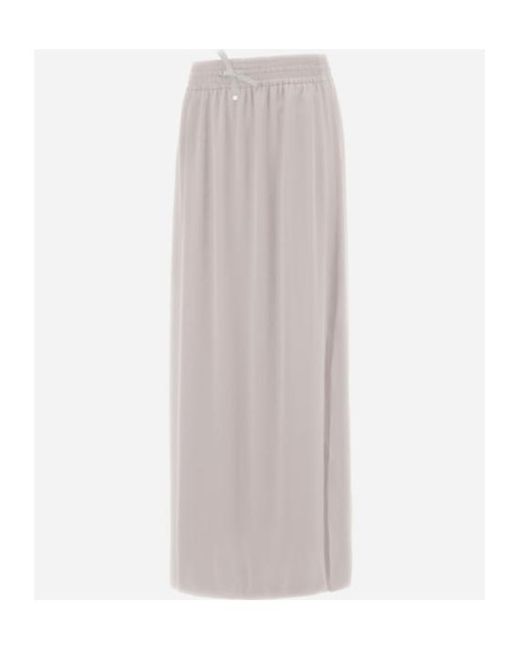 Herno White Elasticated Waistband Satin Skirt