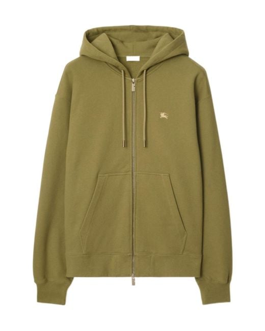 Burberry Green Cotton Equestrian Knight Zip Hoodie for men