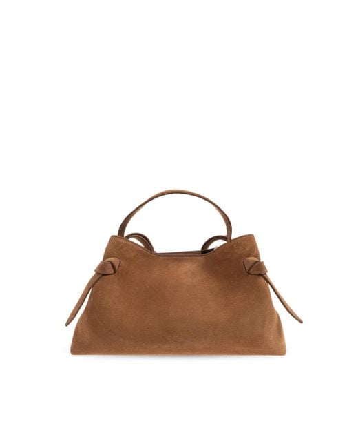 Yuzefi Brown Knotted Leather Tote Bag