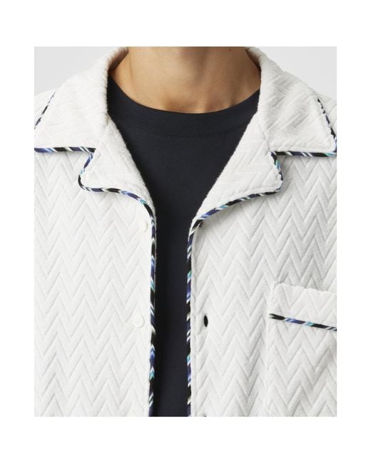 Missoni White Zigzag Patterned Bowling Shirt for men
