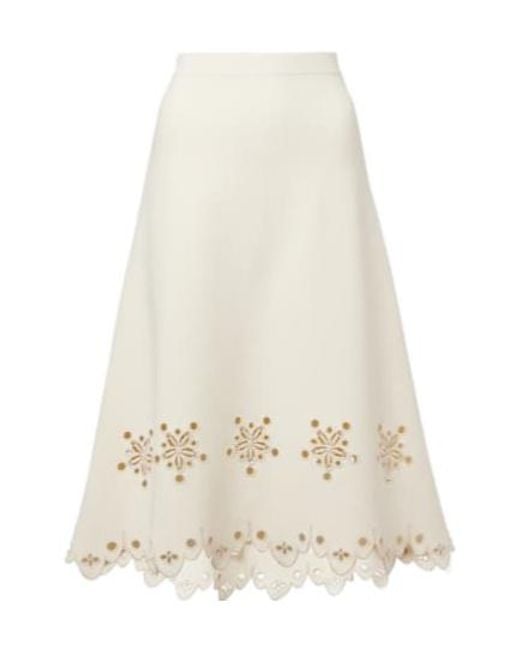 Altuzarra White Melly Fan-Shaped Crepe Midi Skirt