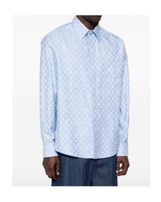 Casablanca Blue Monogram Patterned Shirt for men