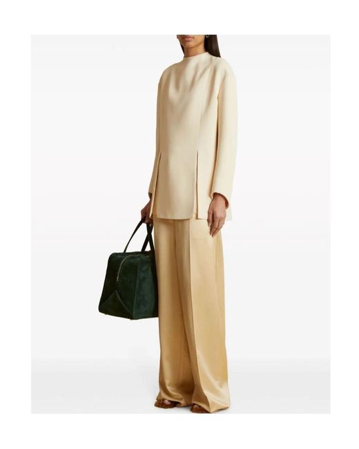 Khaite Natural The Mahni Slit-Detailed Crewneck Blouse