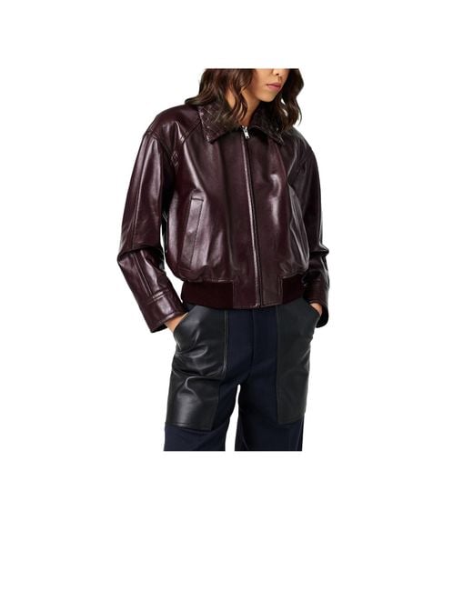 Bottega Veneta Purple Leather Cropped Jacket