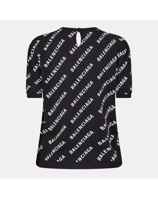 Balenciaga Black Crew Neck Printed Short-Sleeved T-Shirt