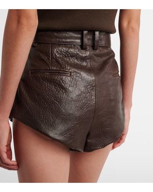 Magda Butrym Brown Belted Leather Shorts