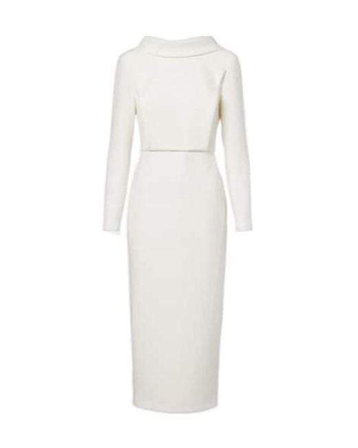 Roland Mouret White Crepe Midi Dress