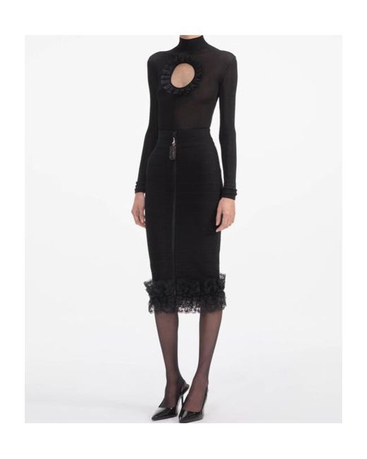Self-Portrait Black Cut Out-Detailed Knitted Bodysuit